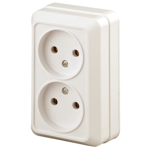 Розетка 2-м ОП Quadro 2-203-02 16А IP20 250В 2х2P сл. кость Intro Б0053794