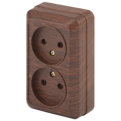 Розетка 2-м ОП Quadro 2-203-10 16А IP20 250В 2х2P венге Intro Б0053796