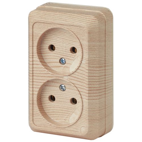 Розетка 2-м ОП Quadro 2-203-11 16А IP20 250В 2х2P сосна Intro Б0053798