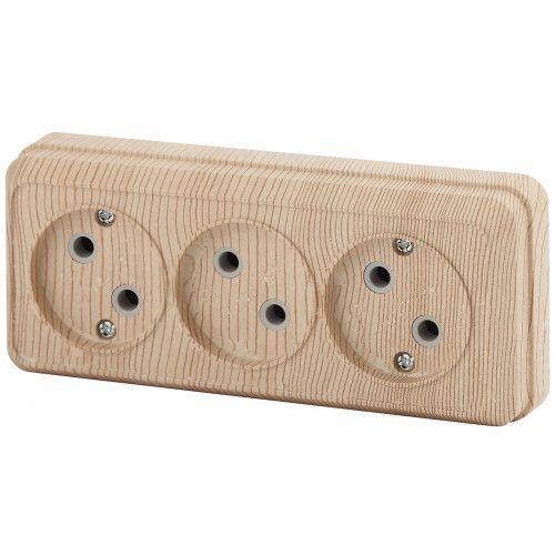 Розетка 3-м ОП Quadro 2-205-11 16А IP20 250В 3х2P сосна Intro Б0053817