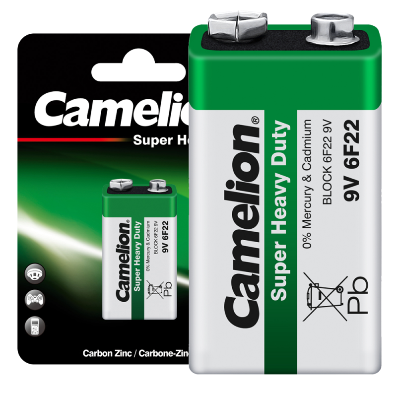Элемент питания солевой "крона" 6F22 BL-1 (блист.1шт) Camelion 1672