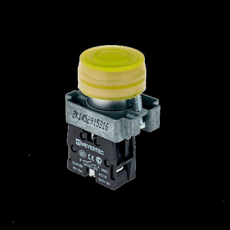Кнопка в кожухе желт. 1NO мет. MTB2-BPZ115 ОВЕН 58163