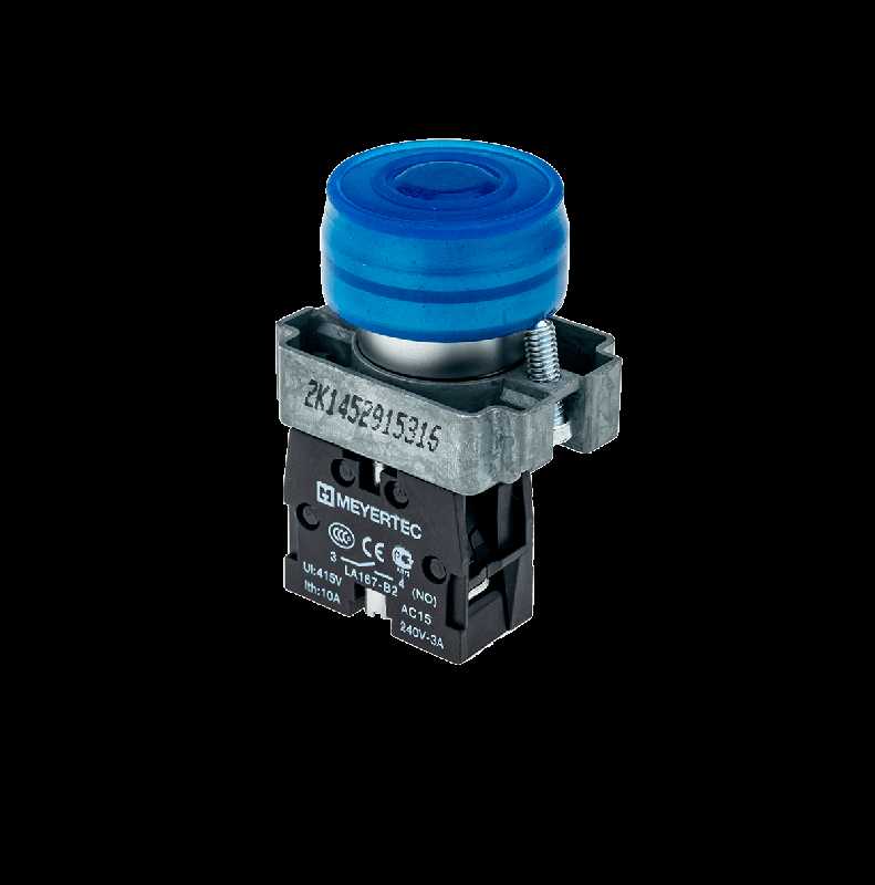Кнопка в кожухе син. 1NO мет. MTB2-BPZ116 ОВЕН 58164