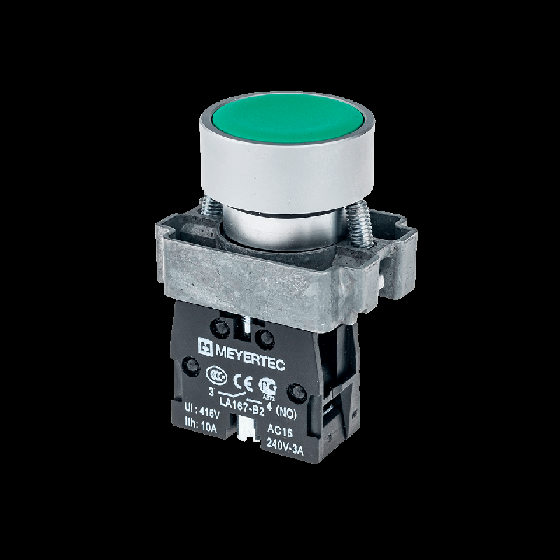 Кнопка плоская зел. 1NO метал. MTB2-BAZ113 ОВЕН 54245