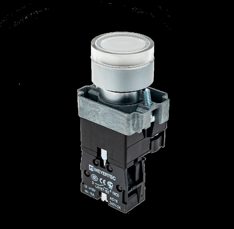 Кнопка с LED подсветкой бел. 220В AC/DC 1NO метал. MTB2-BW3163 ОВЕН 58206