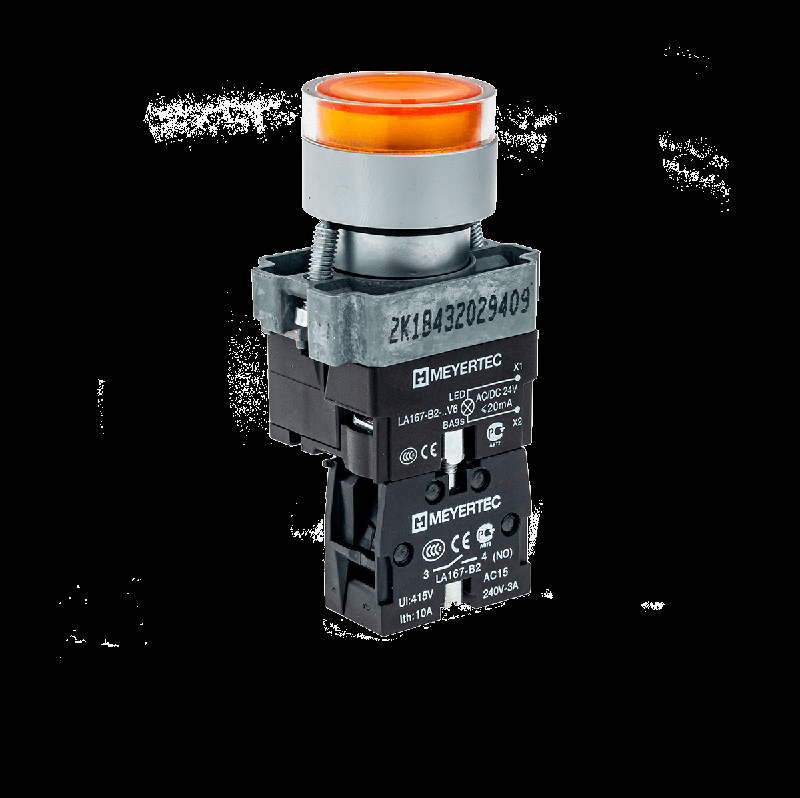 Кнопка с LED подсветкой желт. 220В AC/DC 1NO метал. MTB2-BW3563 ОВЕН 58207