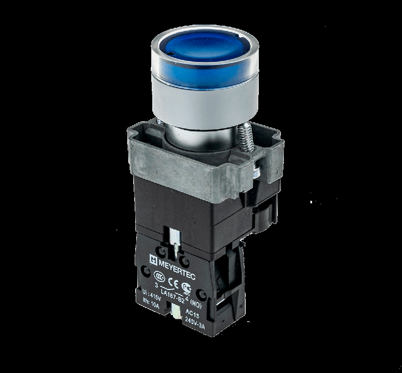 Кнопка с LED подсветкой син. 220В AC/DC 1NO метал. MTB2-BW3663 ОВЕН 58208