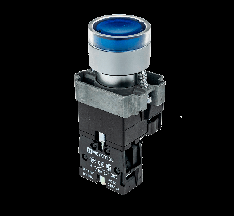 Кнопка с LED подсветкой син. 24В AC/DC 1NO метал. MTB2-BW3661 ОВЕН 58205