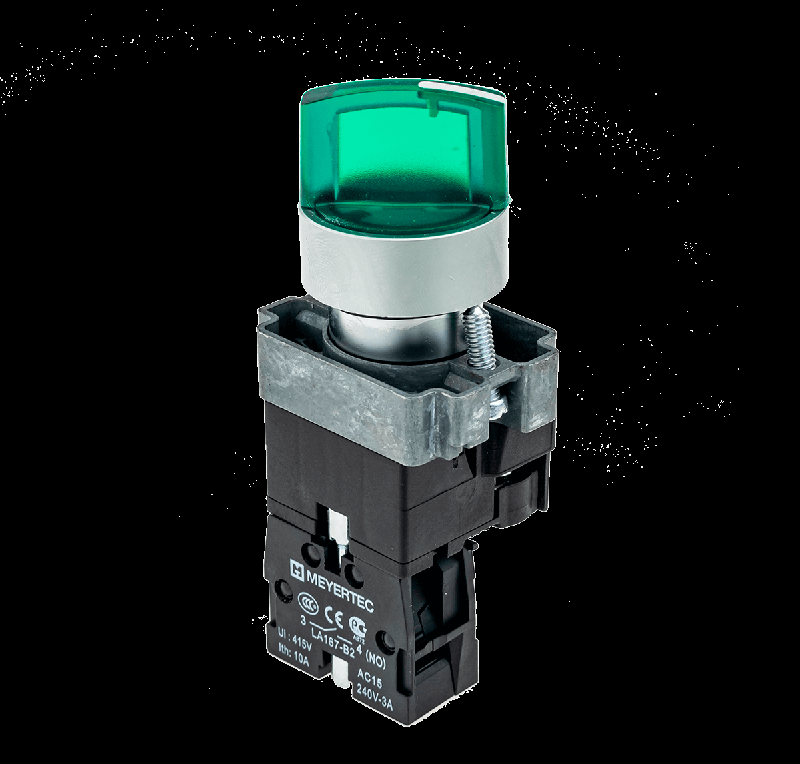 Переключатель с LED подсветкой 24В AC/DC зел. 3 полож. 1NO фикс. мет. MTB2-BK3361 ОВЕН 58219