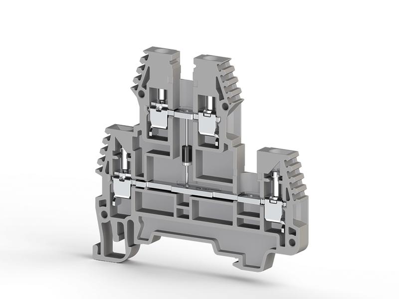 Клеммник 2-х ярусный 2.5кв.мм с диодом сер. PIK2.5ND-A Klemsan 317219