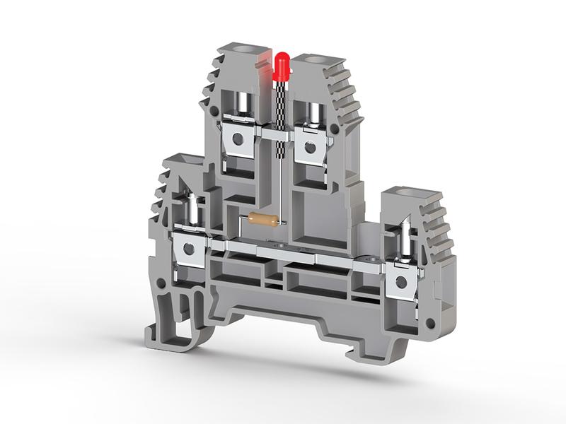 Клеммник 2-х ярусный 4кв.мм с индикацией 48 VDC сер. PIK4 NLD 48В DC Klemsan 319429
