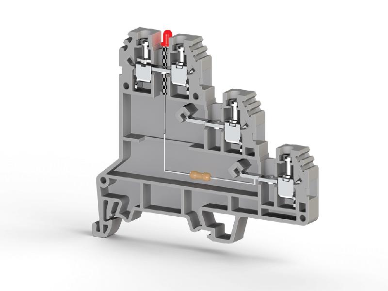 Клеммник 3-х ярусный для датчиков 2.5кв.мм с индикацией 24 VDC сер. PUK 3 SLD (NPN) Klemsan 324419