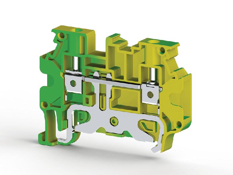 Клеммник на DIN-рейку 4кв.мм с двумя перем. (земля) AVK 4RT Klemsan 334270