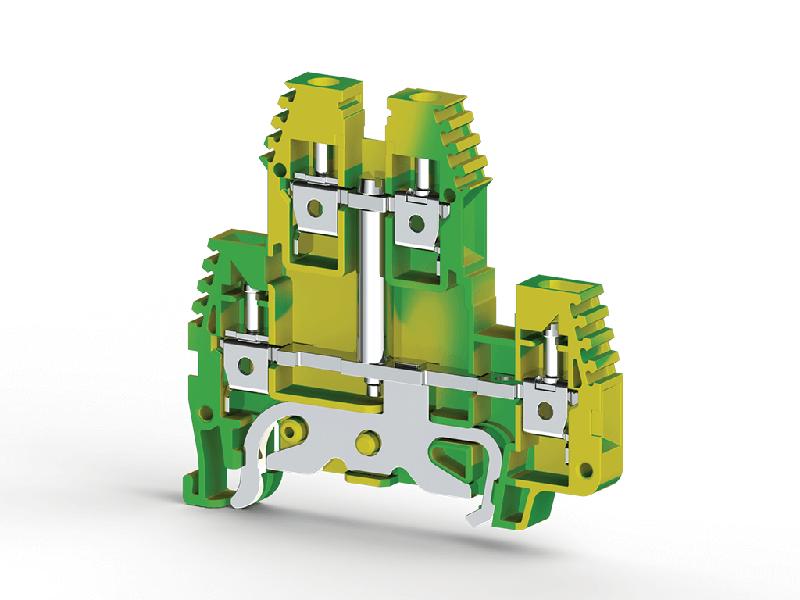 Клеммник 2-х ярусный с внутр. перемычкой с конт. на землю 4кв.мм (земля) PIK 4NT Klemsan 336570