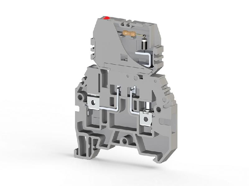 Клеммник с держ. предохр. (5х20 5х25) съем.картридж с индикацией 24В DC на DIN-рейку 4кв.мм сер. ASK 3FLD 24В DC Klemsan 354229