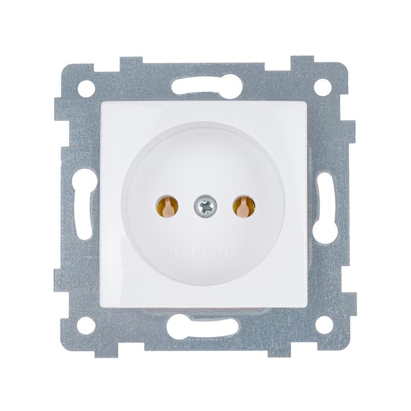 Розетка 1-м СП Мария РС16-444 16А IP20 без заземл. механизм бел. Кунцево 110021