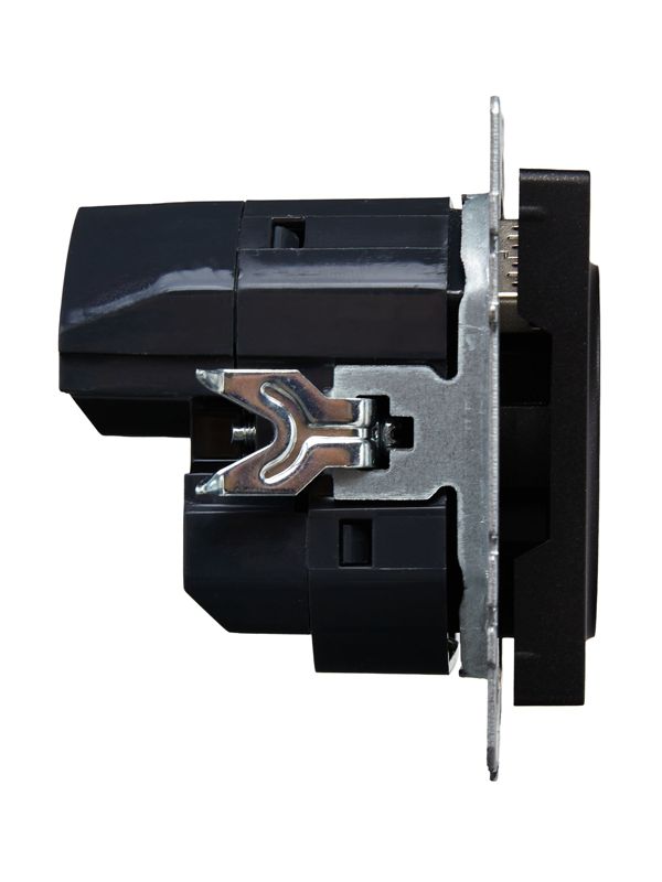 Розетка BRITE РЮш10-2-БрЧ 16А с USB A+A 3.1А с заземл. защ. шторки механизм черн. IEK BR-R14-16-U21-D31-K02