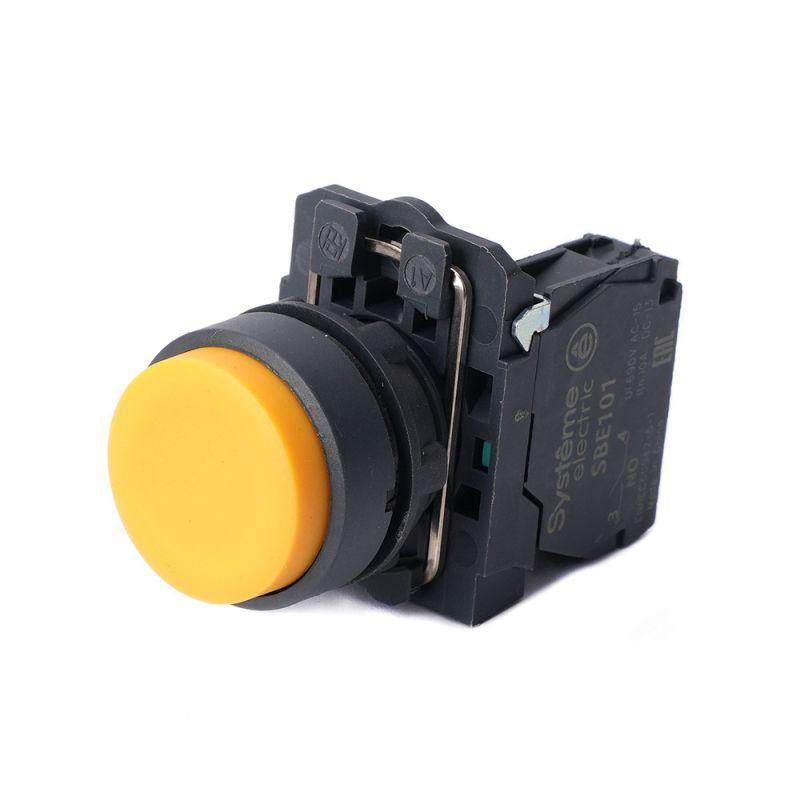 Кнопка модульная SB5 в сборе 22мм выступающая с возвратом пластик 1НО желт. SE SB5AL51