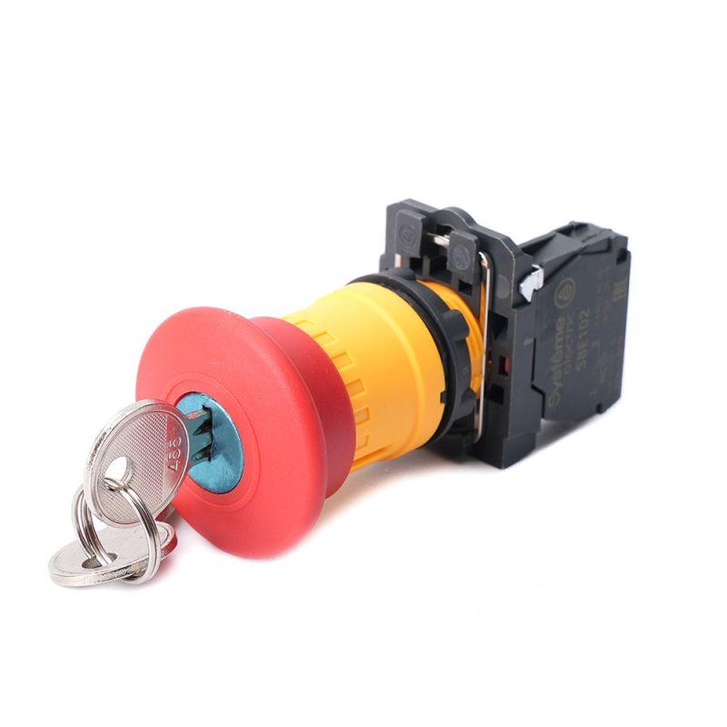 Кнопка аварийн останова SB5 в сборе 22мм 40мм повернуть для возврата пластик 1НО+1НЗ SE SB5AS9442
