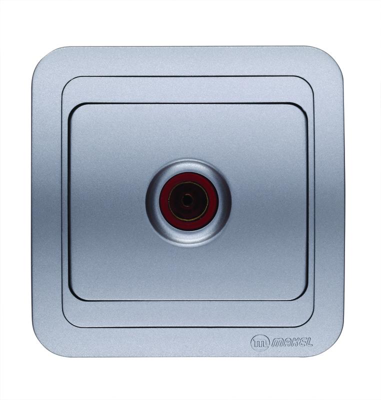Розетка телевизионная TV 1-м СП Mimoza 16А IP20 серебр./серебр. Makel 26607