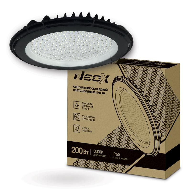 Светильник светодиодный LHB-02 200Вт 120гр 230В 5000К 21000лм 105лм/Вт IP65 складской без пульсации NEOX 4690612042640