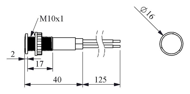 Арматура сигнальная 10мм с силиконовым проводом 24В желт. EMAS S100LS2