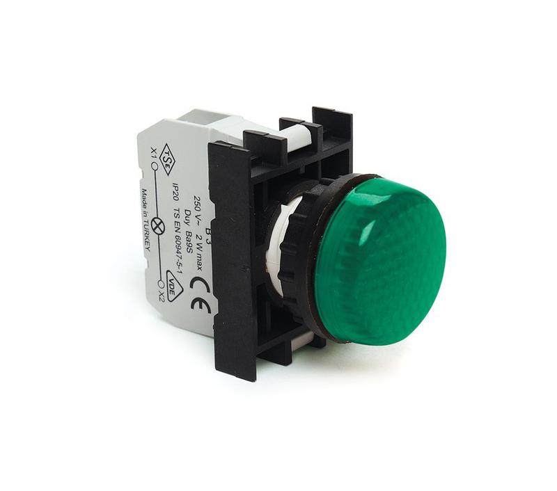 Арматура сигнальная со светодиодом 12-30В перем. и пост. тока зел. EMAS B090XY