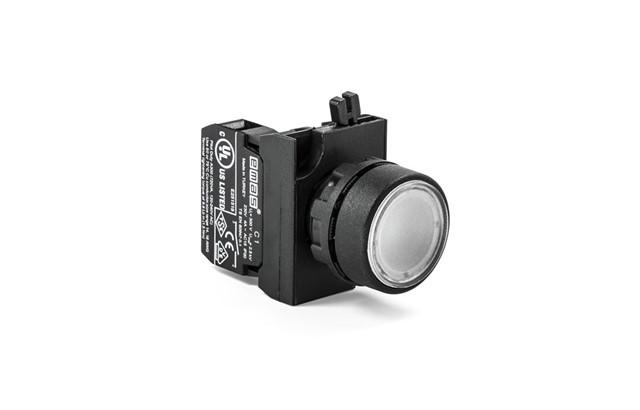 Кнопка нажимная круглая бел. (1НО) EMAS CP100DB