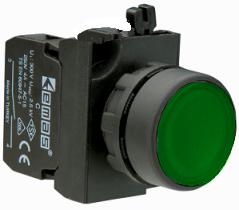 Кнопка нажимная круглая зел. (1НО+1НЗ) EMAS CP102DY