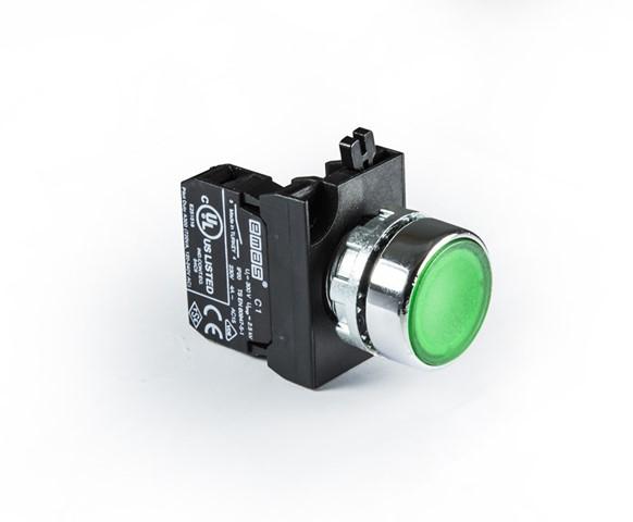 Кнопка нажимная круглая зел. CM100DY (1НО) EMAS CM100DY