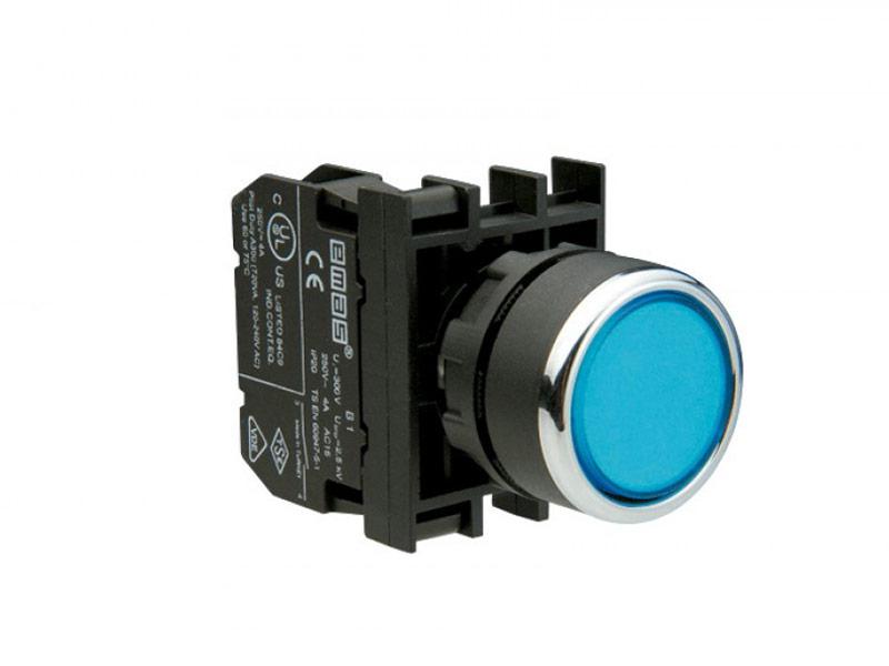 Кнопка нажимная круглая син. (2НО) EMAS B101DM