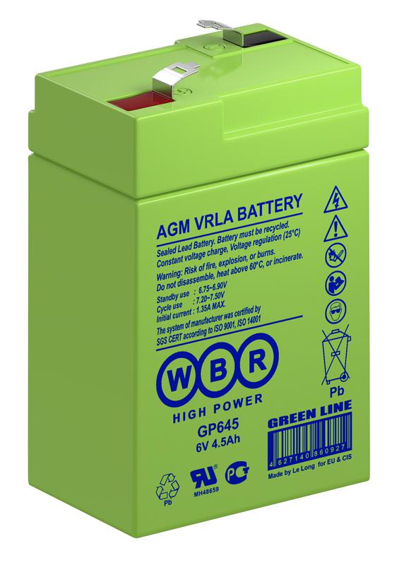 Аккумулятор 6В 4.5А.ч WBR GP645 WBR