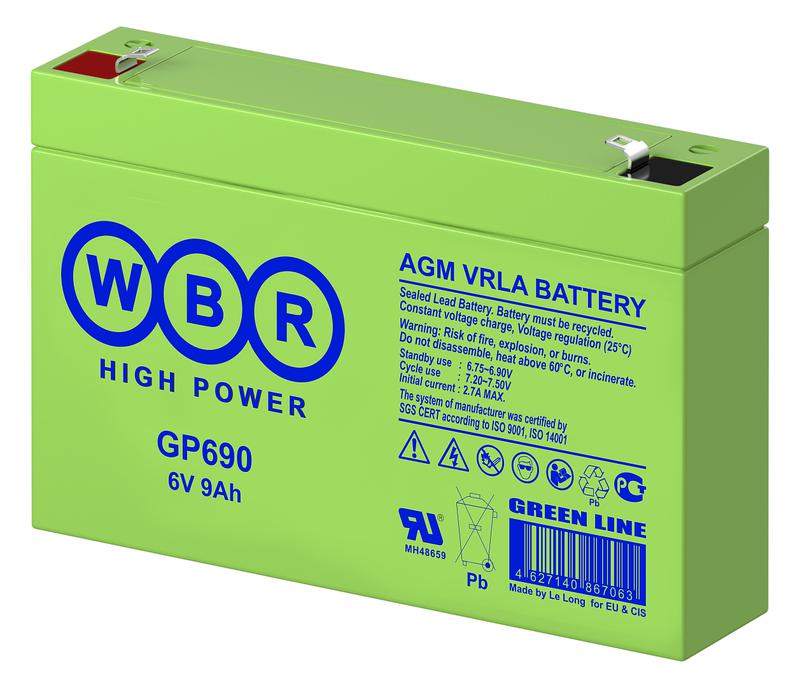 Аккумулятор 6В 9А.ч WBR GP690 WBR