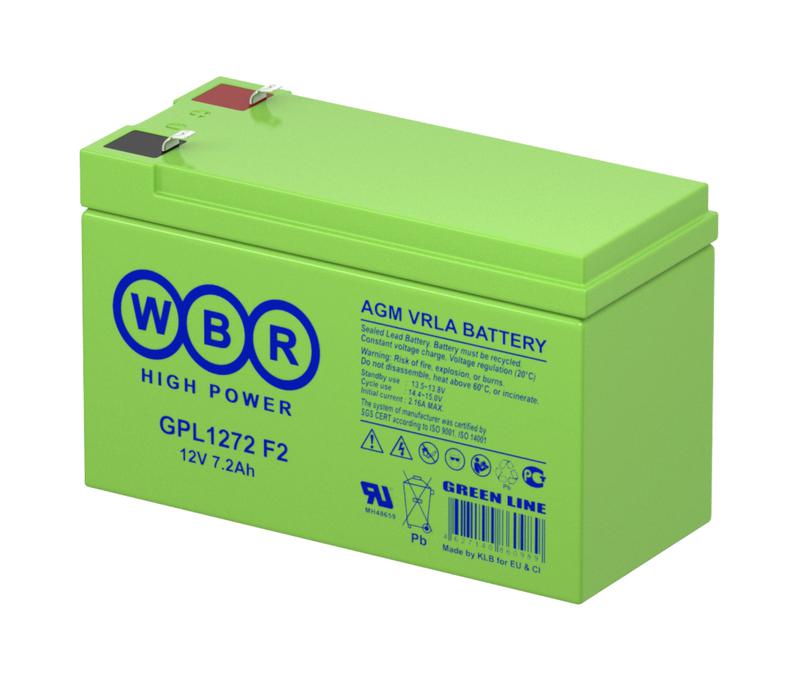 Аккумулятор 12В 7.2А.ч WBR GPL1272 F2 WBR