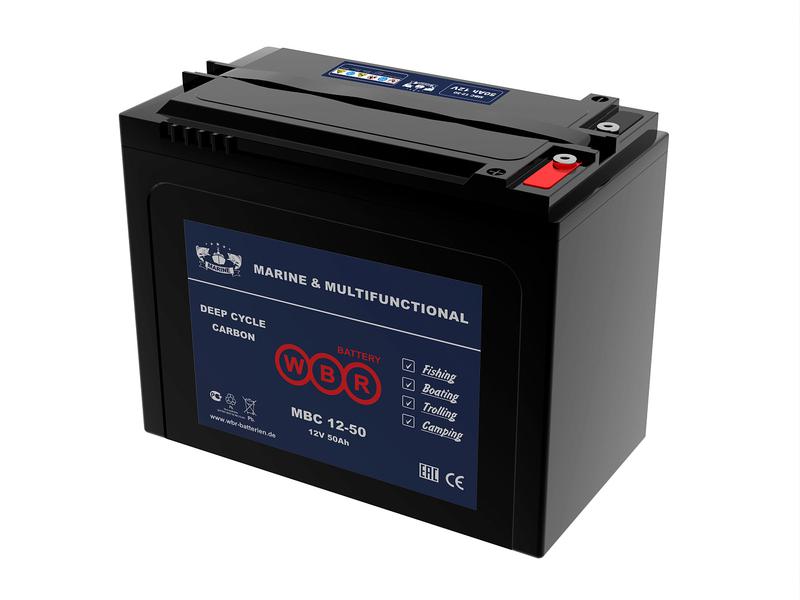 Аккумулятор тяговый лодочный карбоновый 12В 50А.ч WBR MBC12-50 WBR