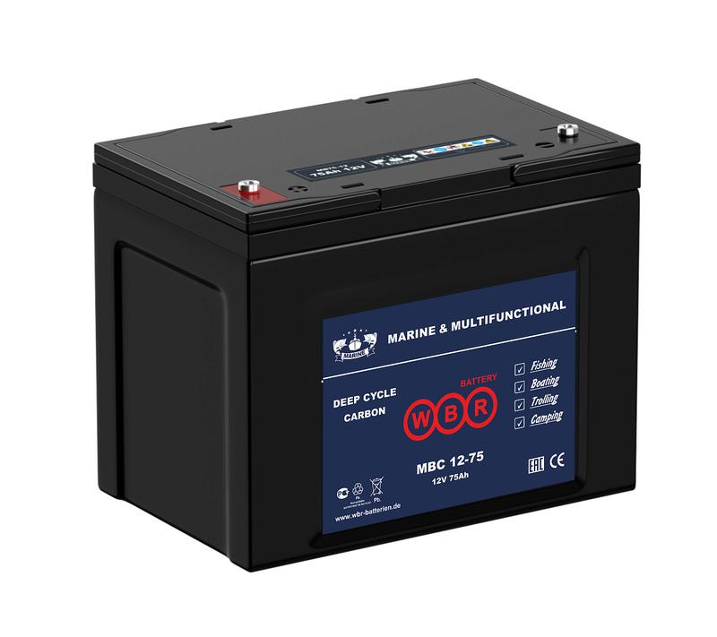 Аккумулятор тяговый лодочный карбоновый 12В 75А.ч WBR MBC12-75 WBR