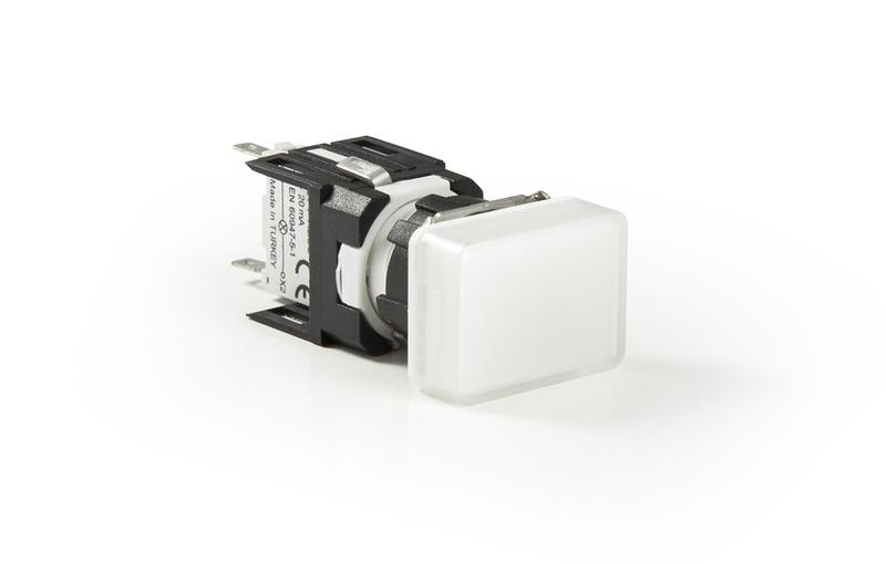 Арматура сигнальная 16мм прямоугольная 12-24 AC/DC бел. EMAS D050DXB