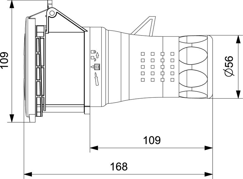 Корпус с вилкой стандарт CEE 3х16А (2P+E) EMAS ECE316V4FU