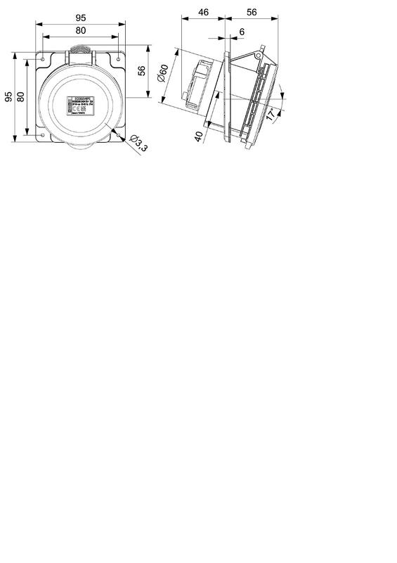 Корпус наклонный с гнездом стандарт CEE 4х16А (3P+E) 400В EMAS ECE416V5PE