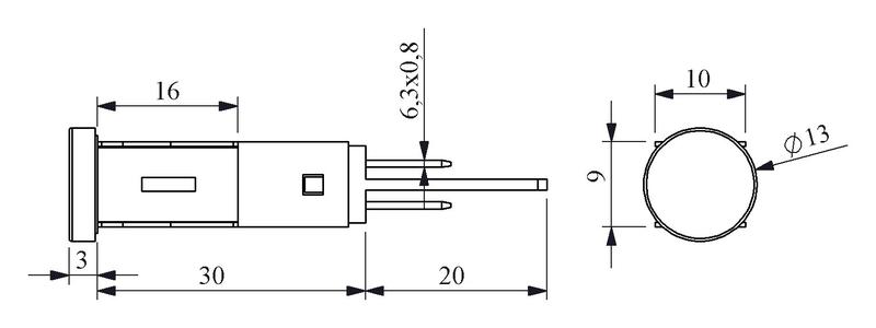 Арматура сигнальная 10мм без гайки с неоновой лампой 220В желт. EMAS S105NS
