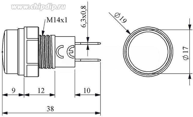Арматура сигнальная 14мм с лампой 220В бел. EMAS S140NB