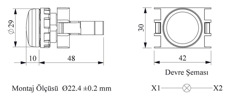 Арматура сигнальная со светодиодом 12-30В перем. и пост. тока бел. EMAS B050XB