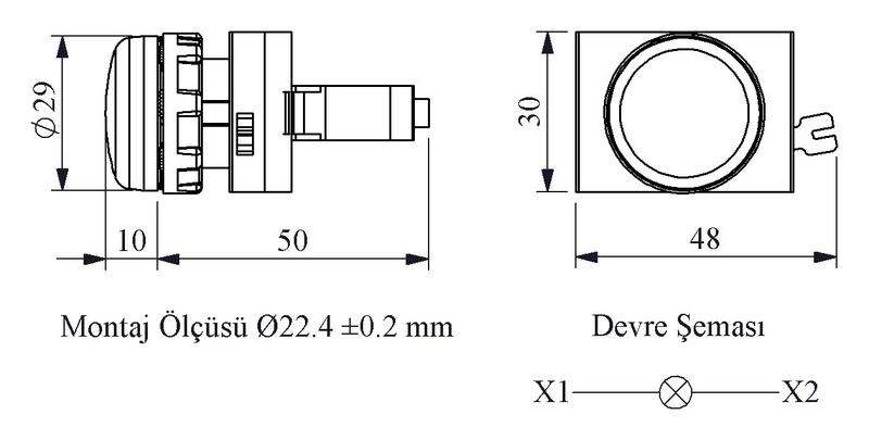 Арматура сигнальная со светодиодом 100-250В перем. тока зел. EMAS CM0Y0XY