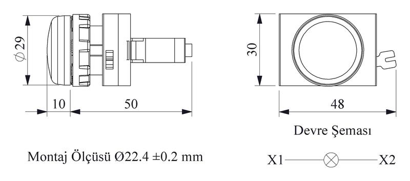 Арматура сигнальная со светодиодом 100-250В перем. тока син. EMAS CP0M0XM