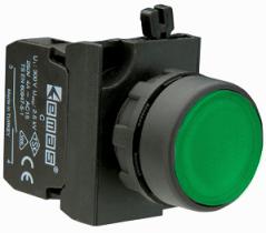 Кнопка нажимная круглая CP202DY (2НЗ) зел. EMAS CP202DY