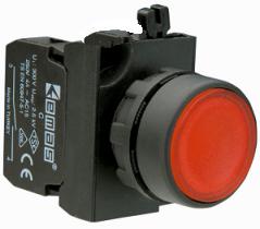 Кнопка нажимная круглая CP101DК (2НО) красн. EMAS CP101DK