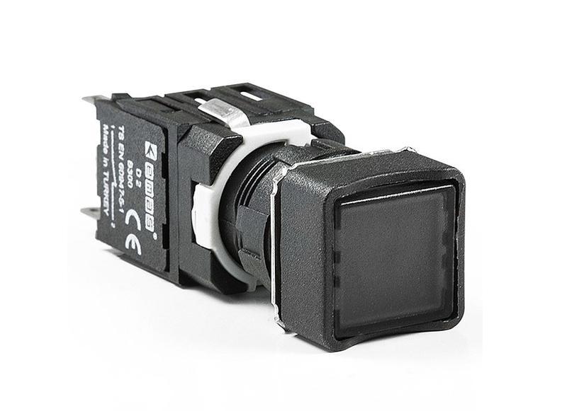 Кнопка нажимная возвратная квадратная (1НО) черн. EMAS D100KDH