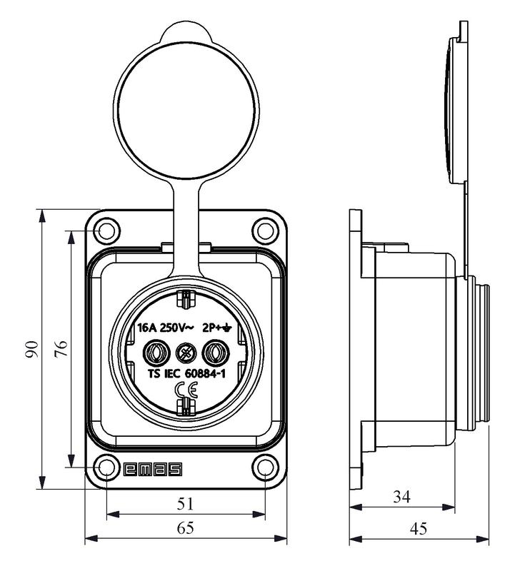 Розетка р резиновом корпусе EMAS EKS116PG1