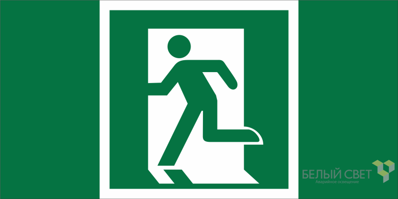 Знак безопасности BL-2010B.E01-01 "Выход здесь (лев.)" Белый свет a19709