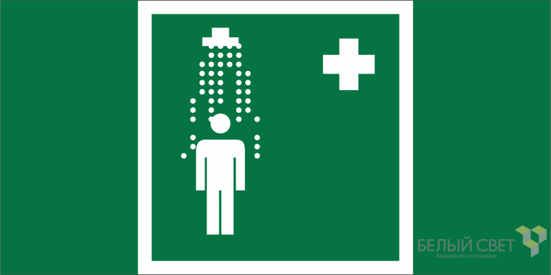 Знак безопасности NPU-1510.EC03 "Пункт приема гигиенических процедур (душевые)" Белый свет a20210